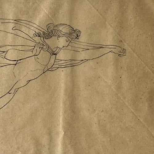 Mythology People Men Religious History 19th century Antique Drawing Original - 4