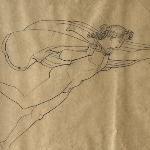 Mythology People Men Religious History 19th century Antique Drawing Original - 5