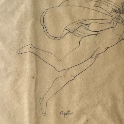 Mythology People Men Religious History 19th century Antique Drawing Original - 6
