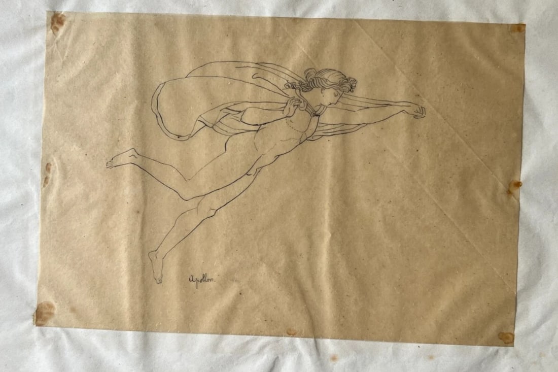 Mythology People Men Religious History 19th century Antique Drawing Original - 7