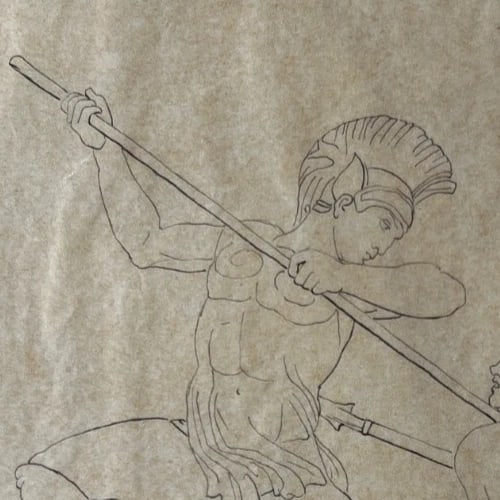 Mythology People Men Religious History 19th century Antique Drawing Original - 4