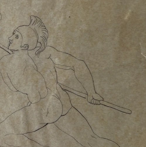 Mythology People Men Religious History 19th century Antique Drawing Original - 5