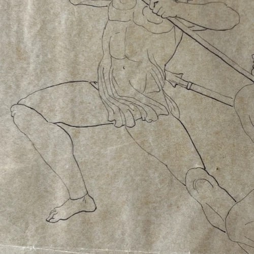 Mythology People Men Religious History 19th century Antique Drawing Original - 6