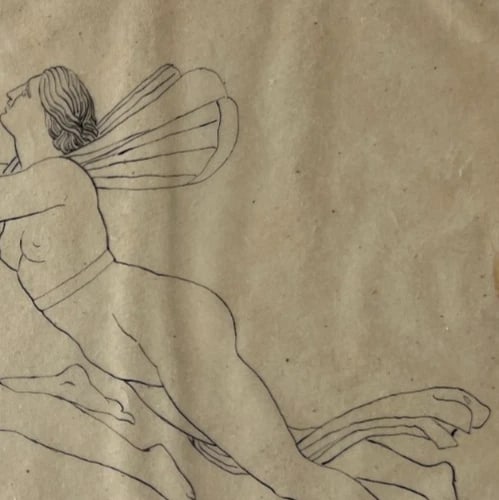 Antique Drawing Original Mythology, Angel, Woman Religious, History 19th century - 5