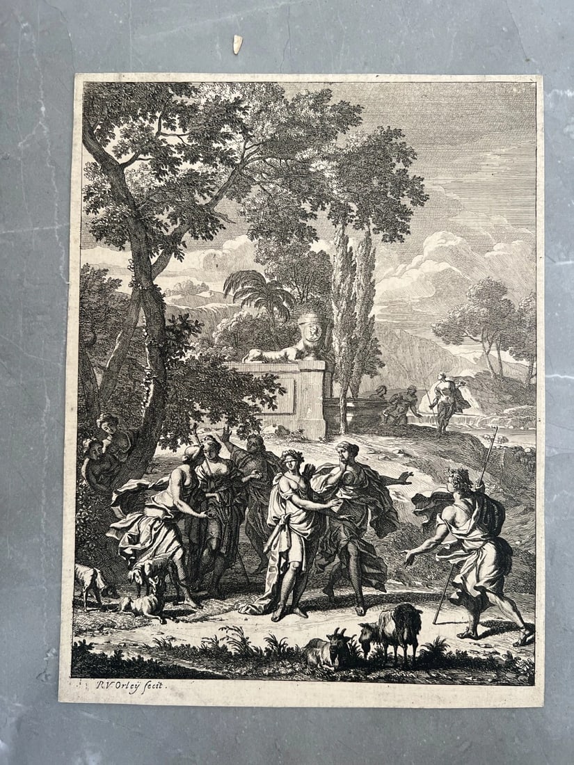 Richard VAN ORLEY (1663-1732) People, History, Landscape Etching Original - 3