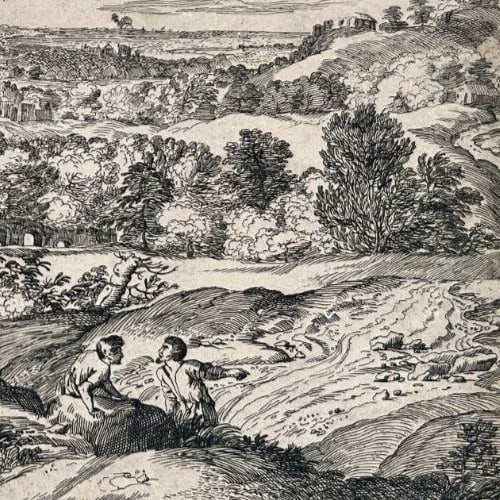 Etching Original Etching Moyse-Jean-Baptiste Fouard, Landscape, People, Tree - 4