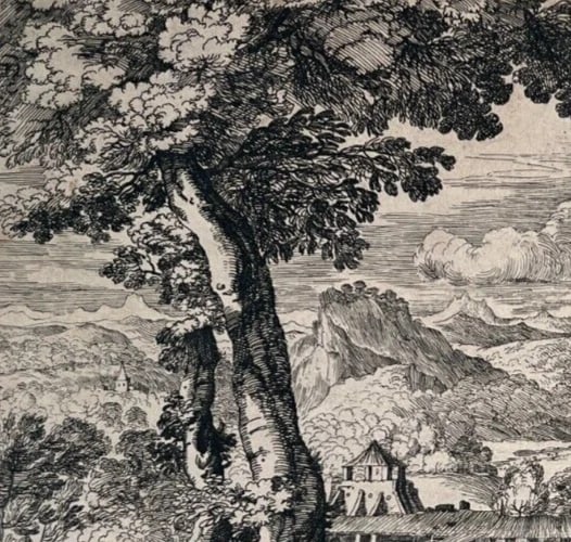 Etching Original Etching Moyse-Jean-Baptiste Fouard, Landscape, People, Tree - 7