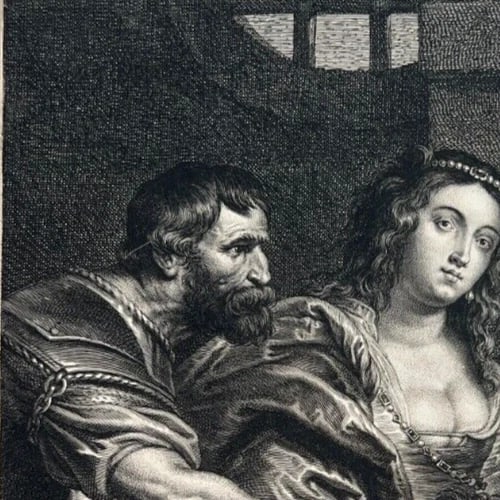 Head of John the Baptist Salome and Herodi Wellcome - Antique Etching Original - 4