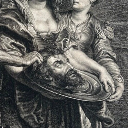 Head of John the Baptist Salome and Herodi Wellcome - Antique Etching Original - 6