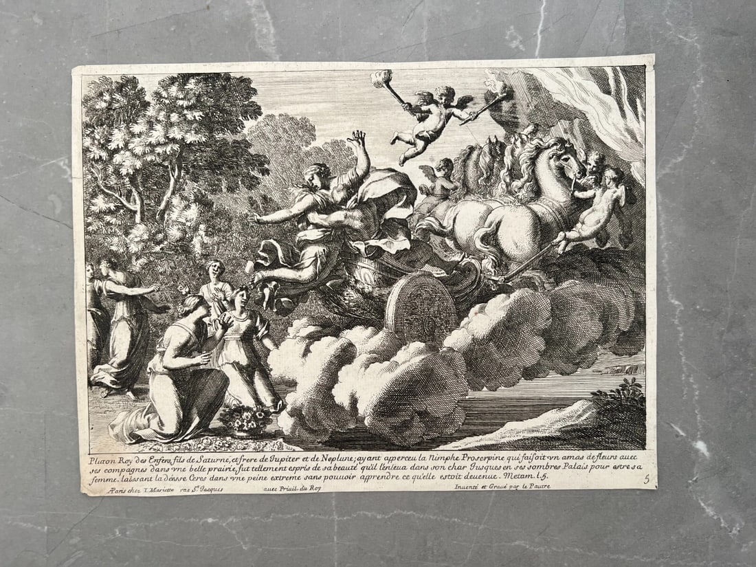 Antique Etching Original Rape of Proserpina Jean Lepautre Nicolas Langlois - 3