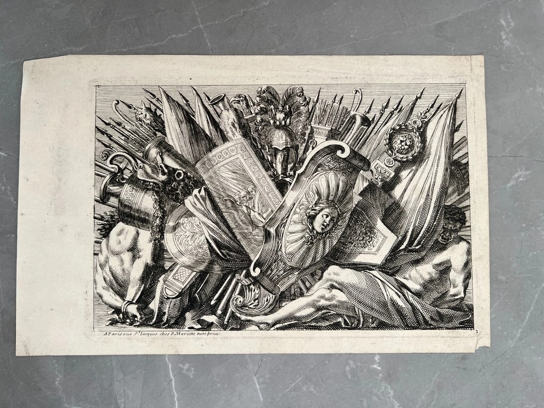 Antique Etching Original Jean le Pautre, Horse, Battle, People, War - 8