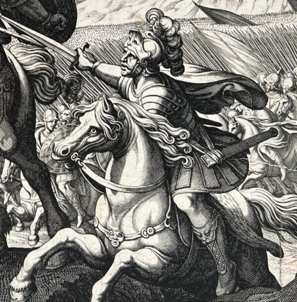Antique Etching Original Horse, Battle, People, Landscape, War, Castle - 5