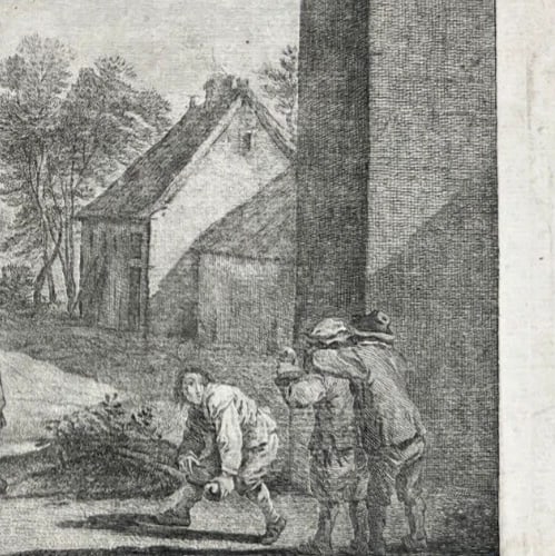 David II TENIERS (1610-1690) Landscape, People, House, Village Etching Original - 5