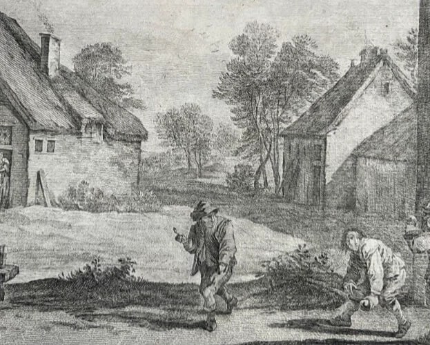 David II TENIERS (1610-1690) Landscape, People, House, Village Etching Original - 6