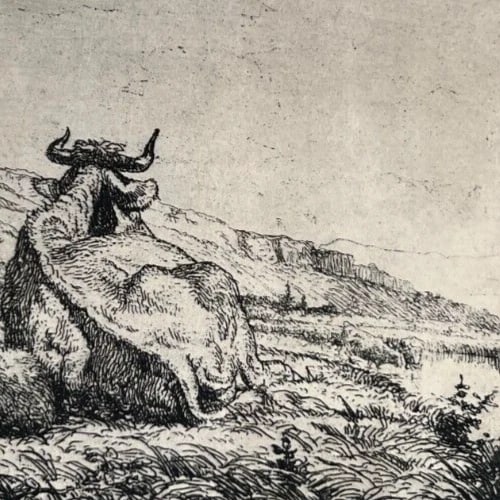 Louis GUY (1824-1888) Landscape, Cows 1875 Etching Original - 4