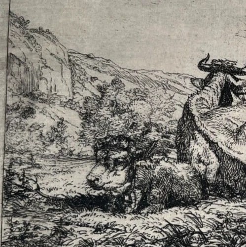 Louis GUY (1824-1888) Landscape, Cows 1875 Etching Original - 5