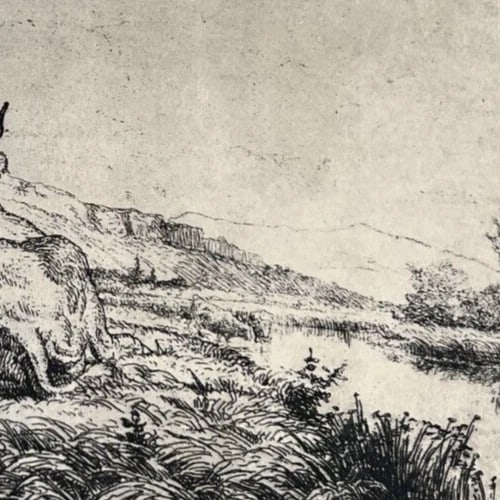 Louis GUY (1824-1888) Landscape, Cows 1875 Etching Original - 6