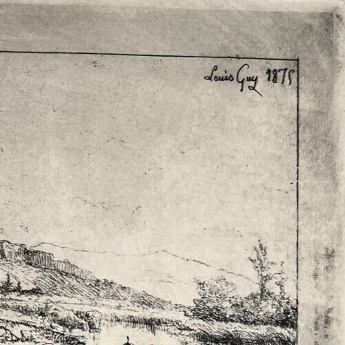 Louis GUY (1824-1888) Landscape, Cows 1875 Etching Original - 7