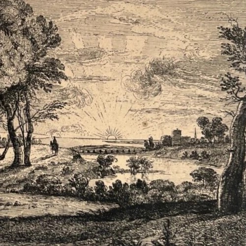Antique Etching Original Claude LE LORRAIN (1600-1682) Landscape, Forest, People - 6
