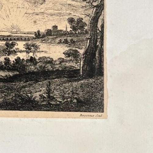 Antique Etching Original Claude LE LORRAIN (1600-1682) Landscape, Forest, People - 7