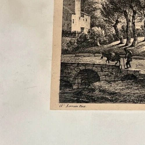 Antique Etching Original Claude LE LORRAIN (1600-1682) Landscape, Forest, People - 8