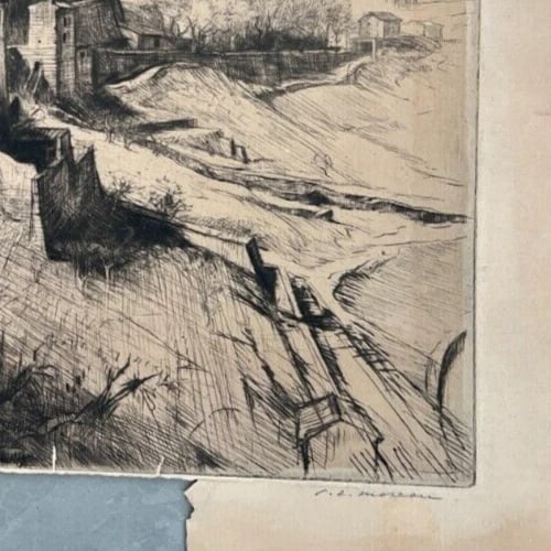 Pierre Louis MOREAU 1876-1960 Château d'Aubenas Ardèche Etching Original - 7