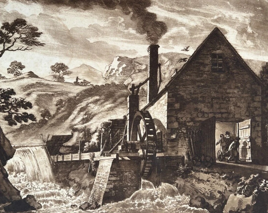 Iron Forge Dolgelli Barmouth Merioneth Shire Sandby Antique Etching Original - 2