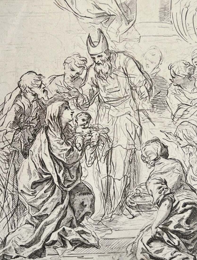 Francesco Coghetti King Religious Scene Collection Antique Etching Original - 2