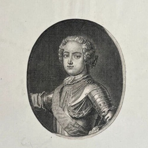 Louis Ferdinand Dauphin of France Portrait King Antique Etching Original - 2
