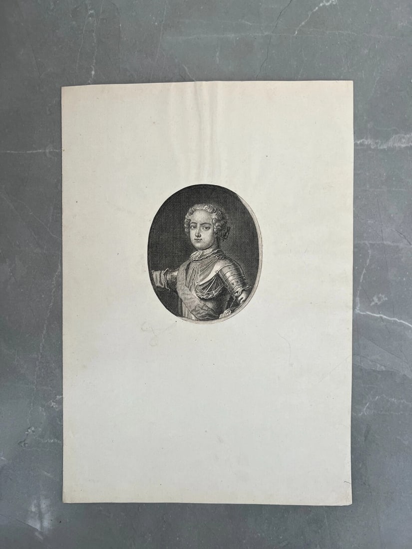 Louis Ferdinand Dauphin of France Portrait King Antique Etching Original - 3
