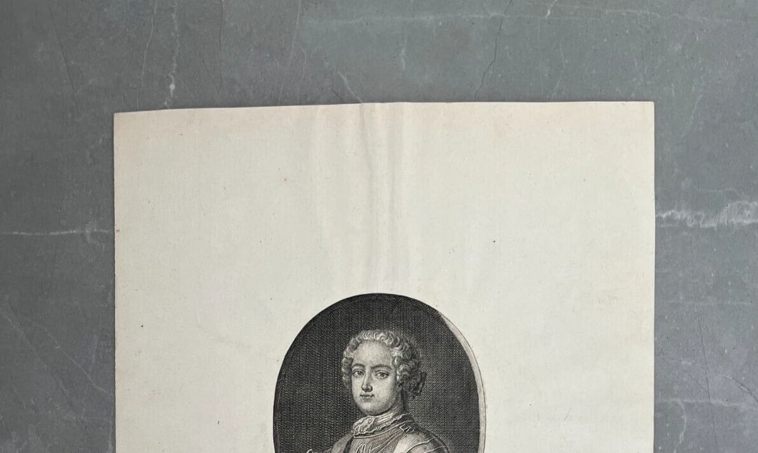 Louis Ferdinand Dauphin of France Portrait King Antique Etching Original - 4