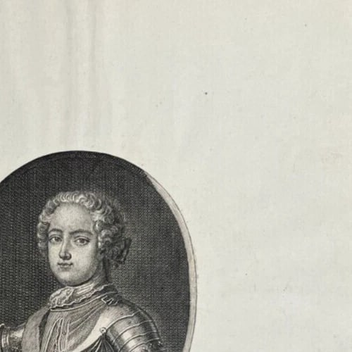 Louis Ferdinand Dauphin of France Portrait King Antique Etching Original - 6