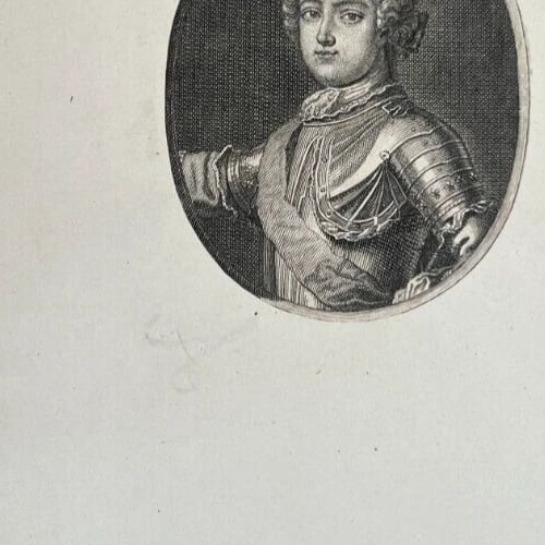 Louis Ferdinand Dauphin of France Portrait King Antique Etching Original - 7