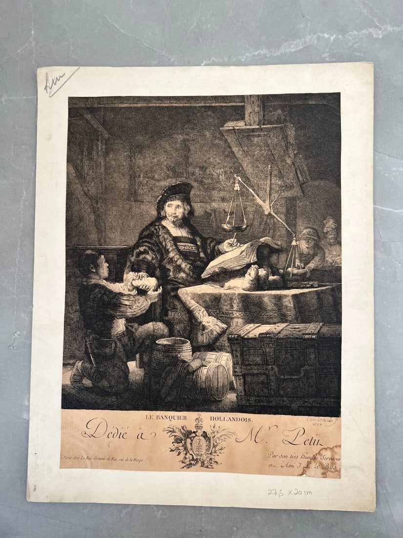 Edmund GIRLING 1796-1871 Uytenbogaert Gold Weigher Antique Etching Original - 3