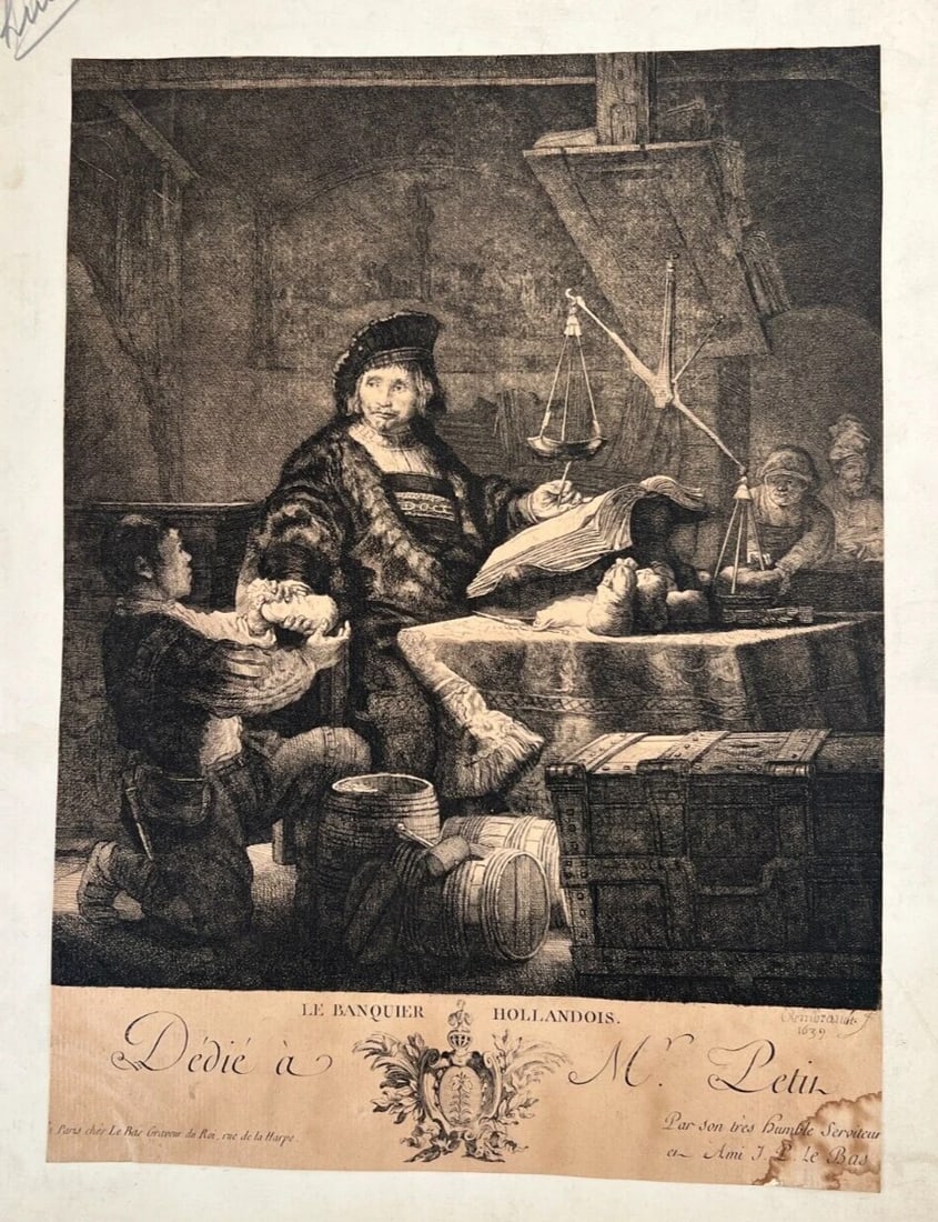 Edmund GIRLING 1796-1871 Uytenbogaert Gold Weigher Antique Etching Original - 8