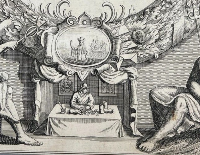 1720 Table Foolishness Stall Forecourt Quinquenpoix Etching Antique Original - 5