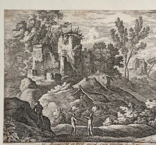 Henri MAUPERCHÉ (1602-1686) Antique Etching Original Landscape, People, Ruins - 5