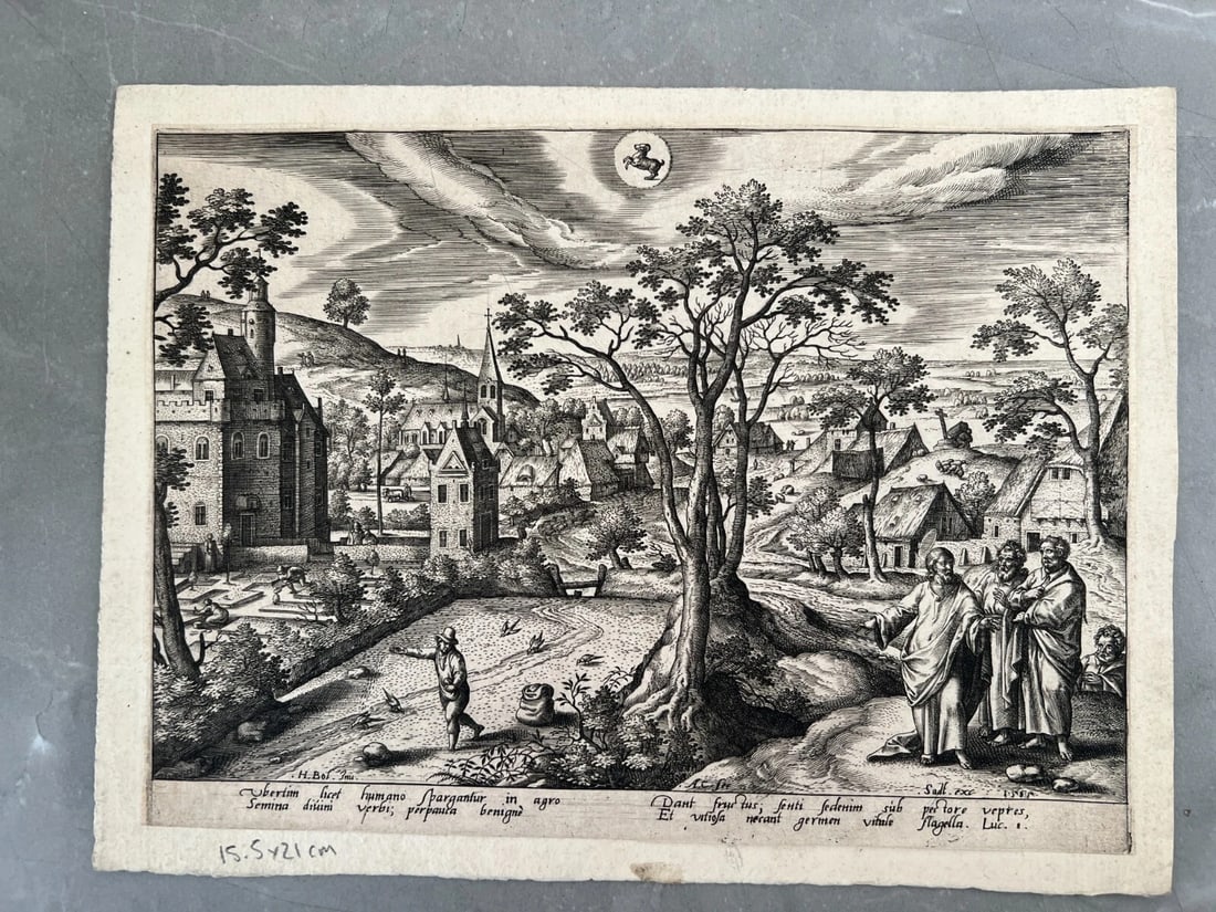 Antique Etching Original Collaert After Hans BOL The Seed is is The Word of God - 3