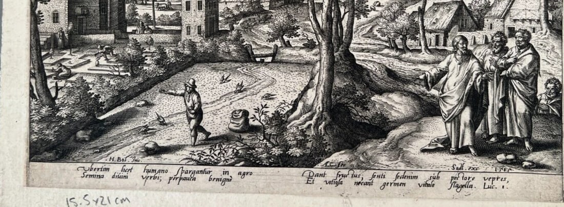 Antique Etching Original Collaert After Hans BOL The Seed is is The Word of God - 7