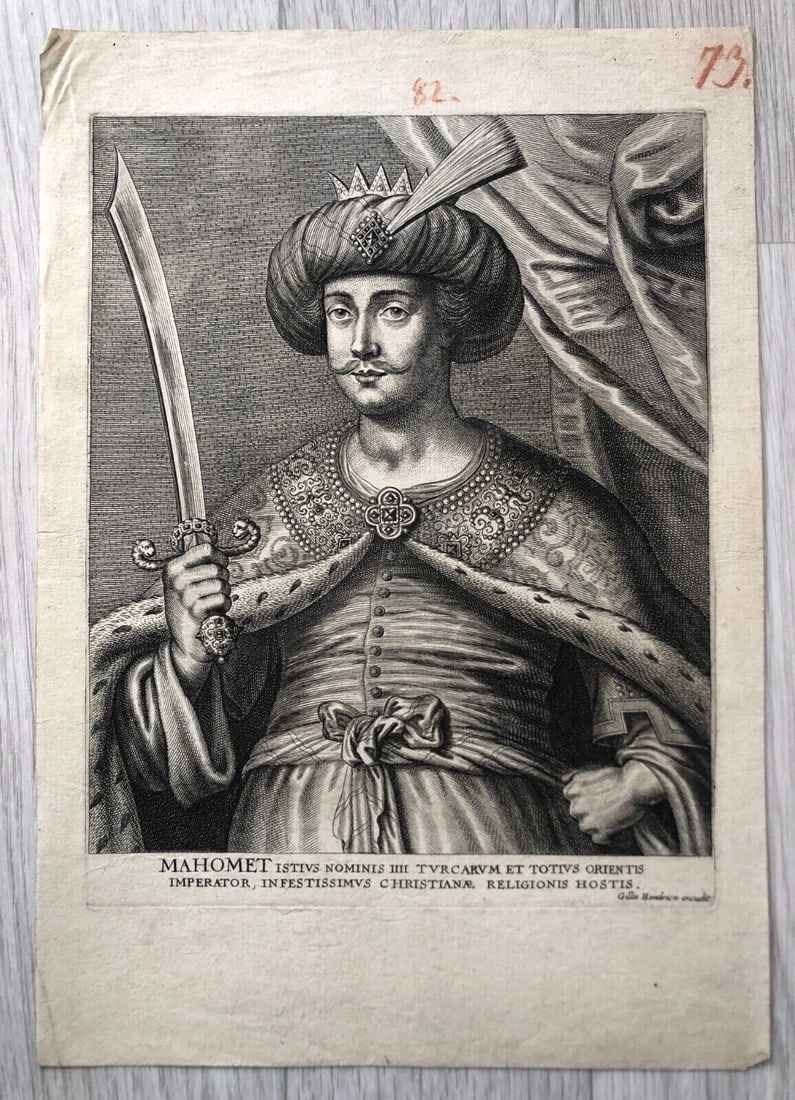 Gillis HENDRICX 1577-1640 Mohammed IV Sultan Turkey Etching Antique Original - 5