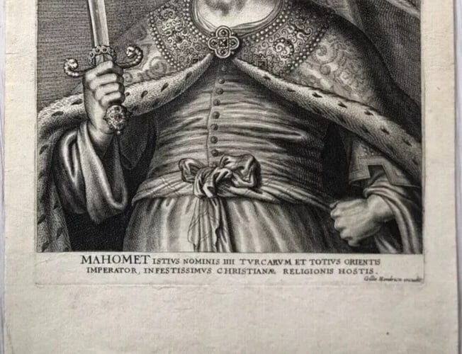 Gillis HENDRICX 1577-1640 Mohammed IV Sultan Turkey Etching Antique Original - 7