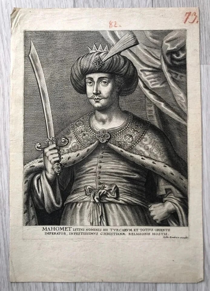 Gillis HENDRICX 1577-1640 Mohammed IV Sultan Turkey Etching Antique Original - 8