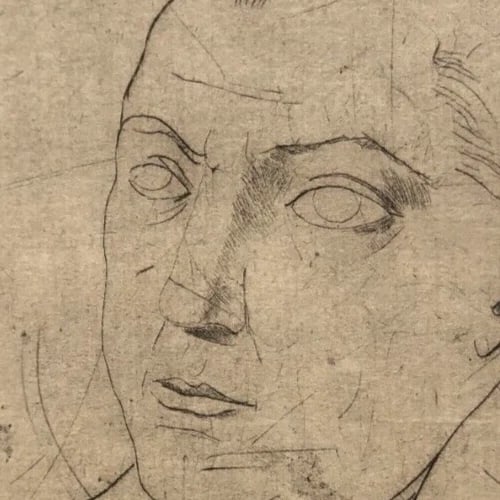 1926 Man, Portrait, Jean Bernard Etching Antique Original 16/20 - 4