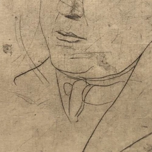1926 Man, Portrait, Jean Bernard Etching Antique Original 16/20 - 5
