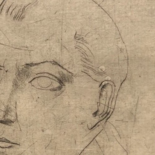 1926 Man, Portrait, Jean Bernard Etching Antique Original 16/20 - 7