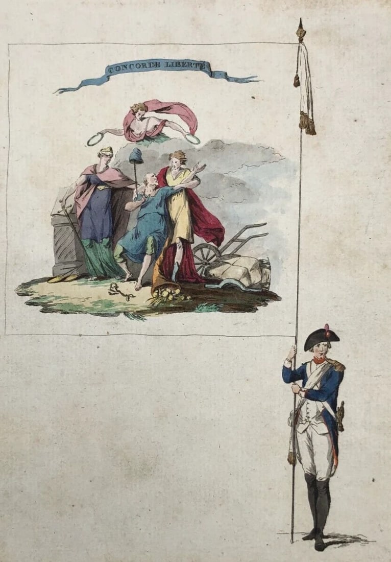 Antique Etching Original Man, Military, War, French Revolution, Liberty - 2