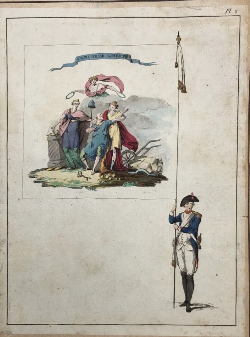 Antique Etching Original Man, Military, War, French Revolution, Liberty - 6