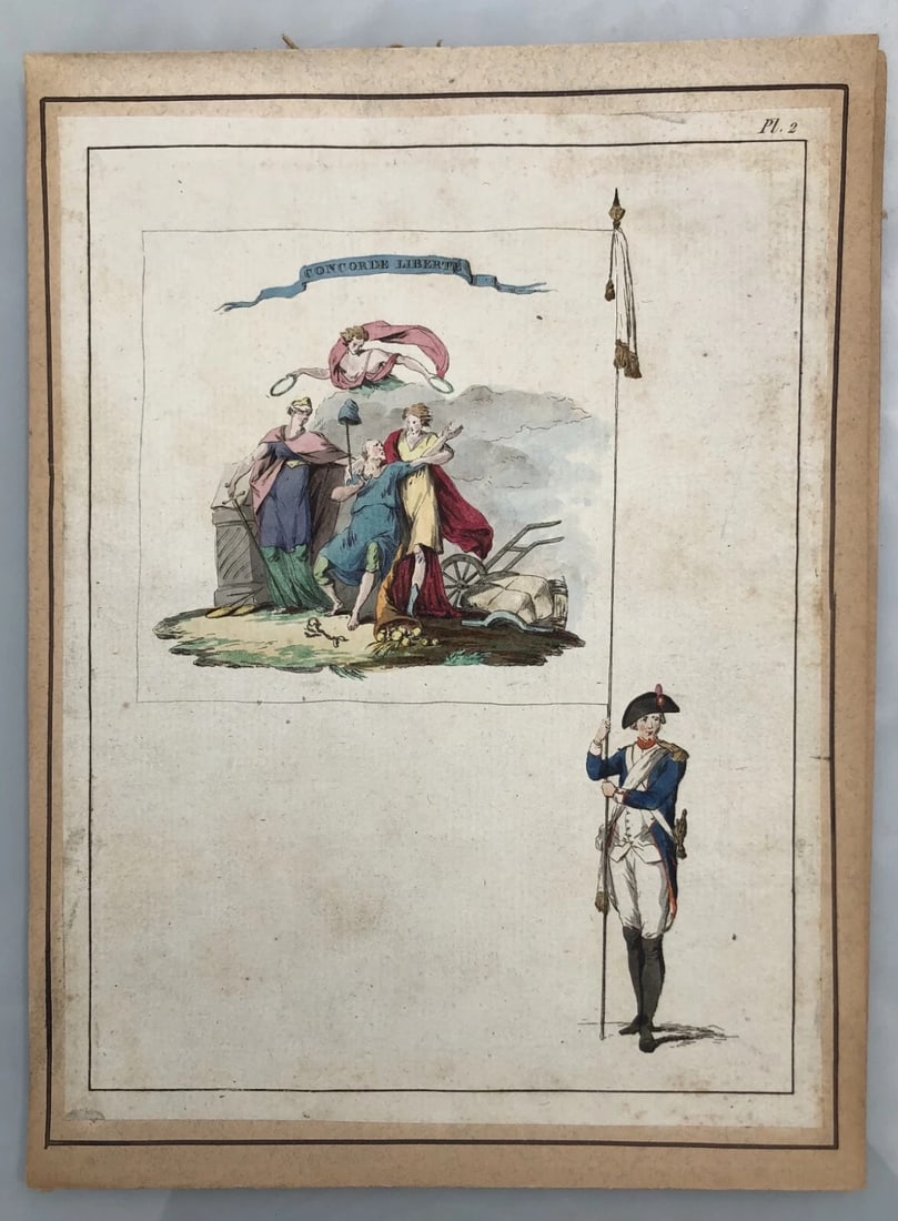 Antique Etching Original Man, Military, War, French Revolution, Liberty - 7