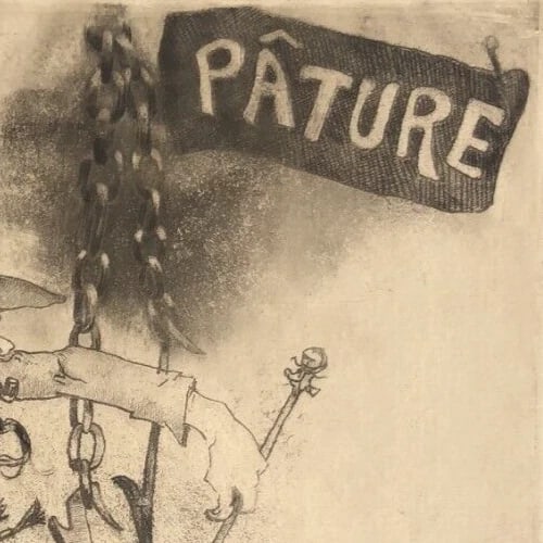 Man, Pature, Cat, Wishcraft - Etching Antique Original - 4