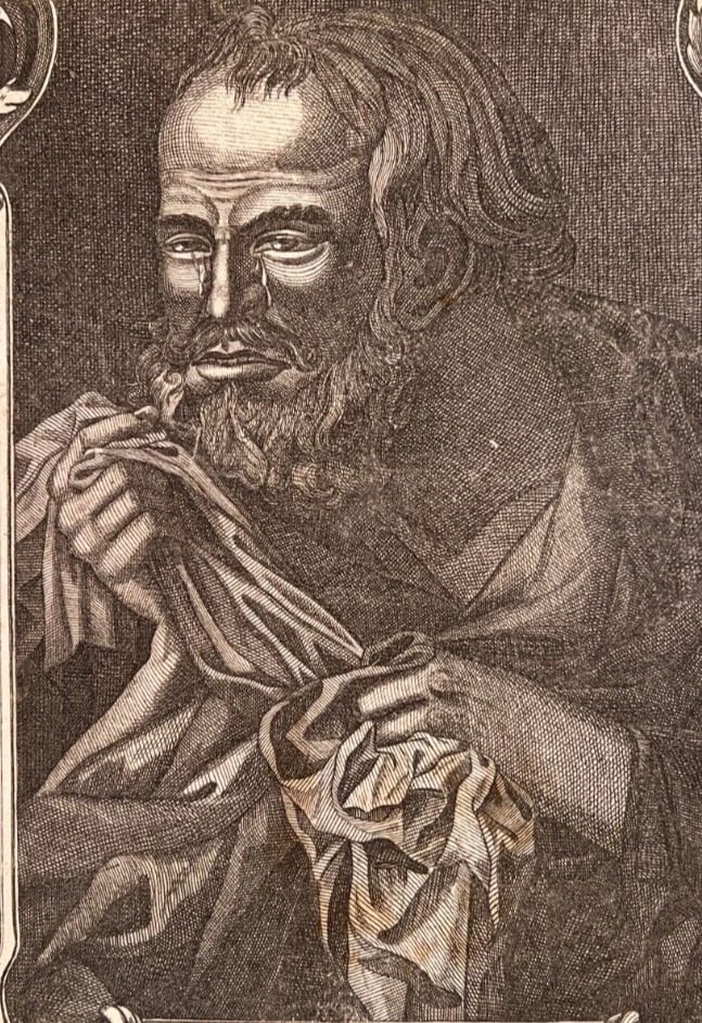 Antique Etching Original Heraclitus, Portrait signed - 2